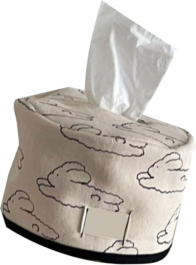 غطية صندوق المناديل القطنية المستديرة الزرقاء، زينة طاولة المطبخ، تصميم موفر للمساحة، هدية - Image 1